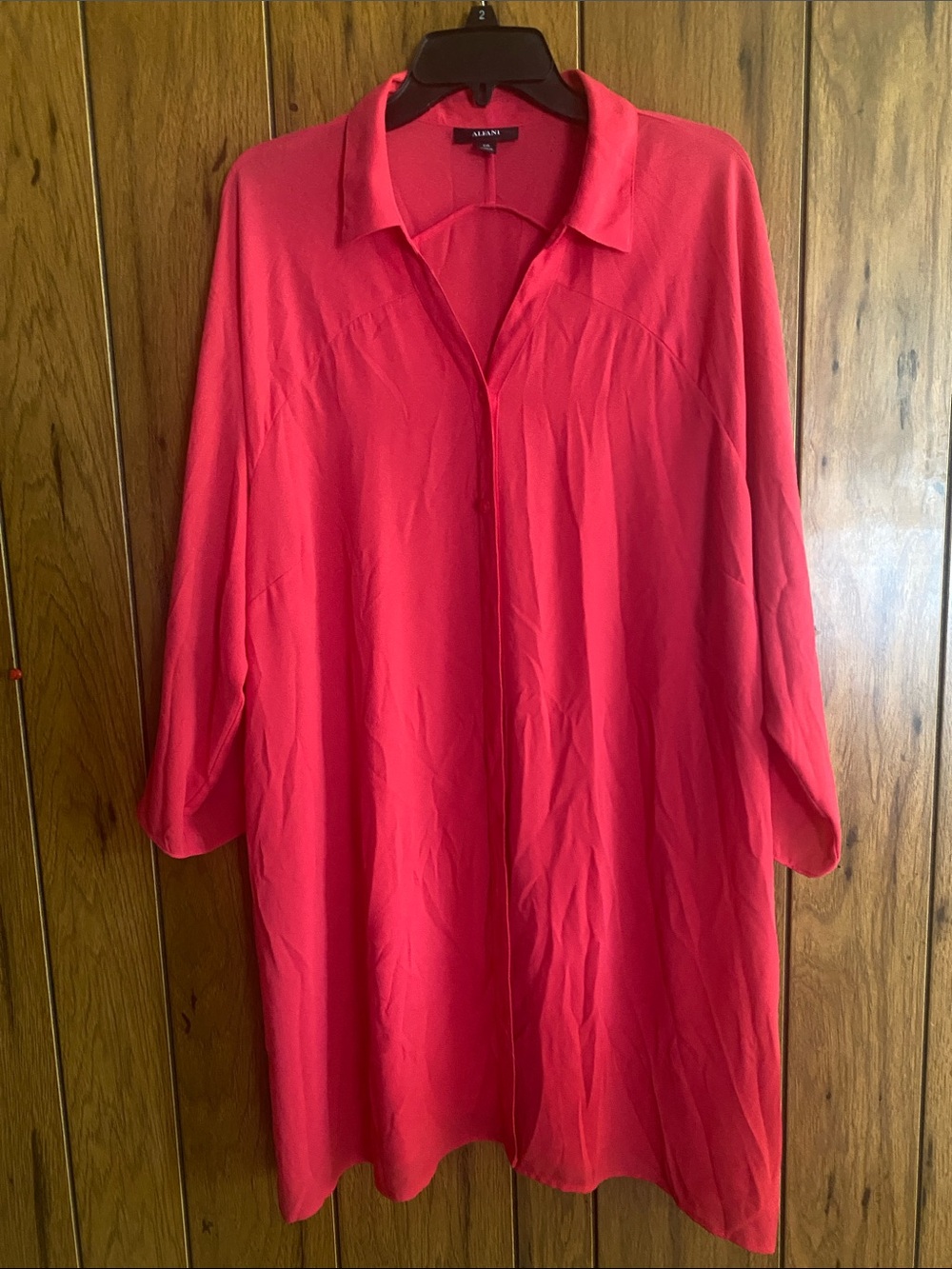 Alfani Bright Coral Button-Front Top